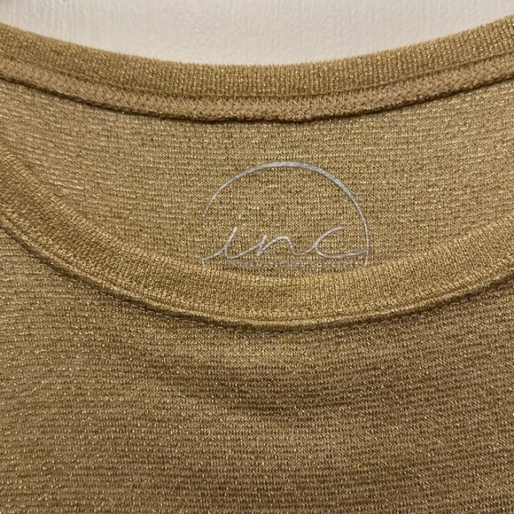 NWOT INC stretch gold shiny top - Picture 3 of 5